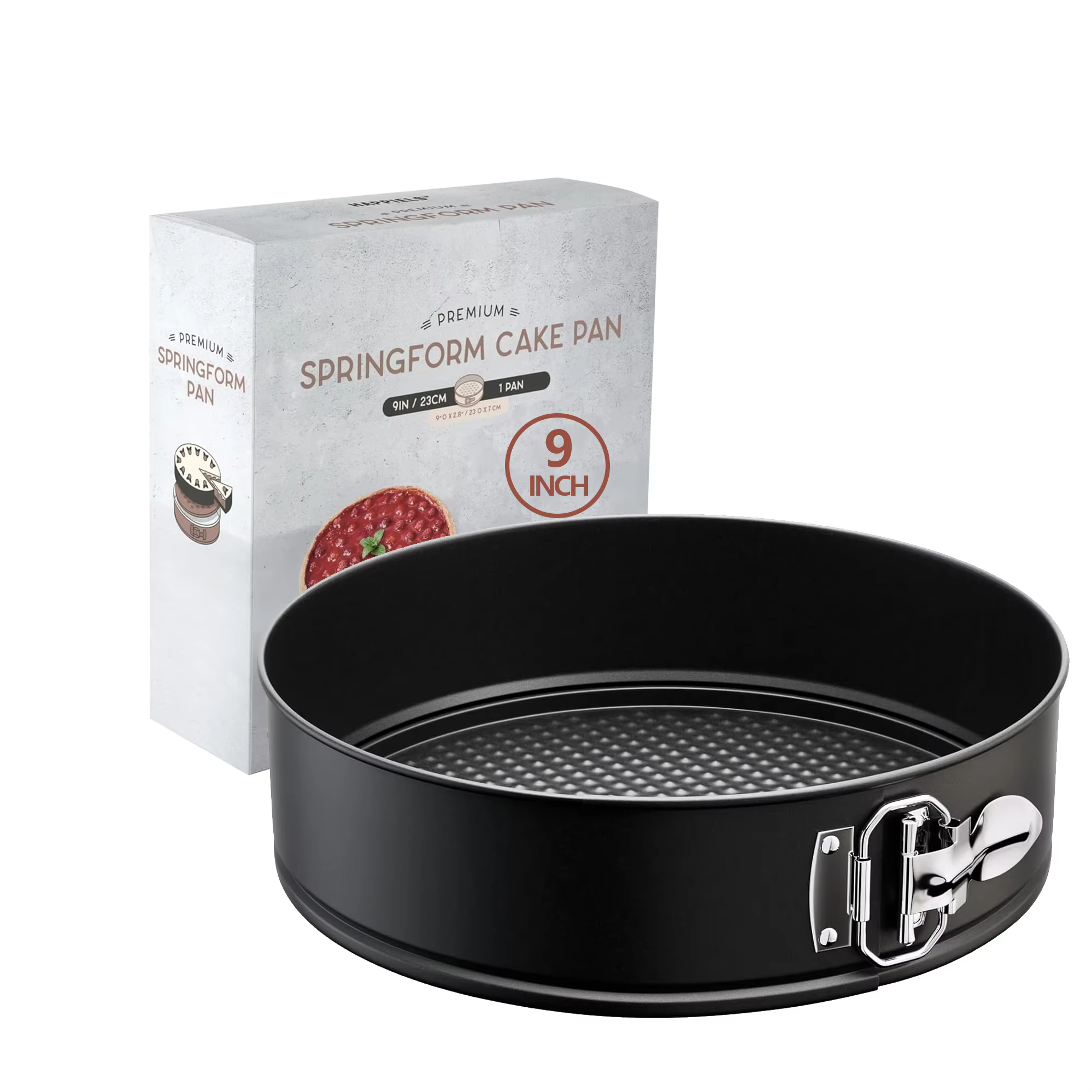 Leakproof Bakeware Black Springform Baking Cheesecake Pan Removable Bottom Quick Release Latch Mould Non-Stick 9" Round Cake Pan